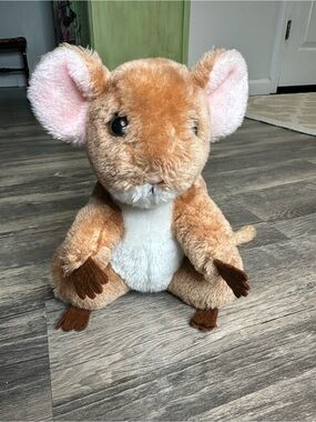 Vintage 1981 Dakin Mouse Plush Stuffed Animal Brown White Long Tail 10”